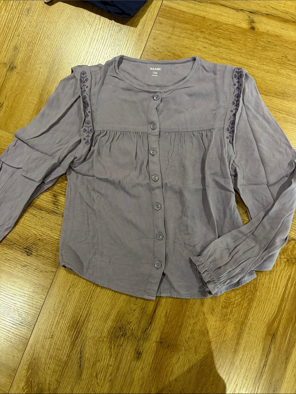 Kiabi Girls' Dusty Lavender Button-Front Long Sleeve Top